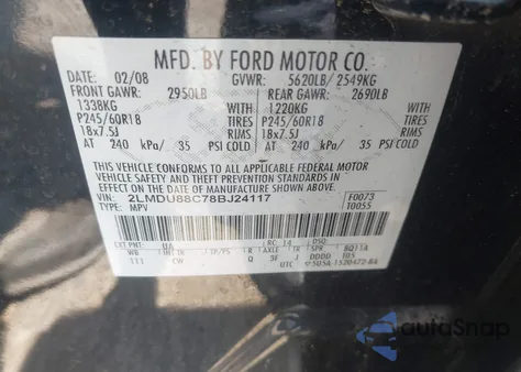 2008 Lincoln Mkx из США, поврежденный, VIN 2LMDU88C78BJ24117